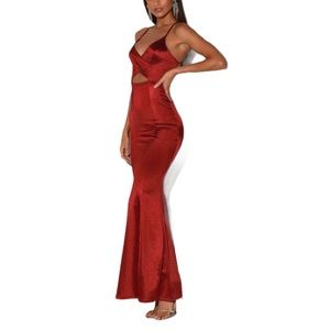 Lulu’s Satin Backless Mermaid Maxi Dress